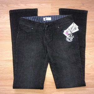 Woman’s dark wash straight jeans